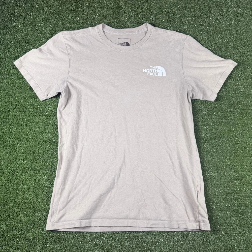 The North Face Mens Small Tan Never Stop Exploring Graphic T-Shirt S Short Slv